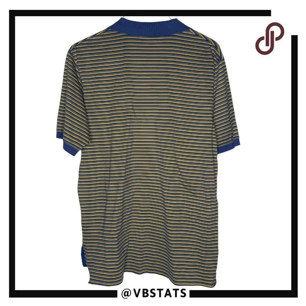 Ralph Lauren Men's Striped Pima Cotton Polo Golf  Shirt Blue Yellow‎ Size Medium